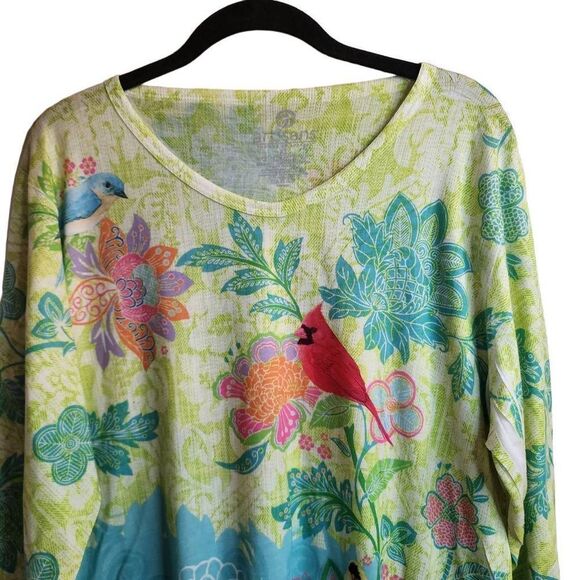 Artisans Vibrant 3/4 Sleeve Lightweight Bird Nature Enthusiast Top Size XL - Picture 5 of 10